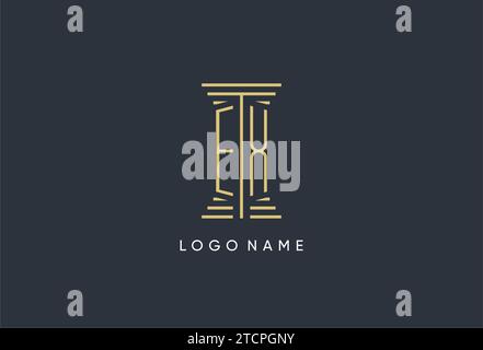 EX initial monogram with pillar shape logo design inspiration Stock Vector