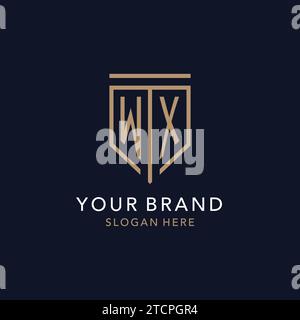WX initial logo monogram with simple luxury shield icon design inspiration Stock Vector