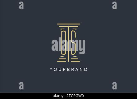 DS initial monogram with pillar shape logo design inspiration Stock Vector