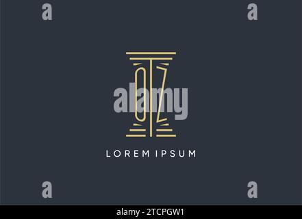 OZ initial monogram with pillar shape logo design inspiration Stock Vector