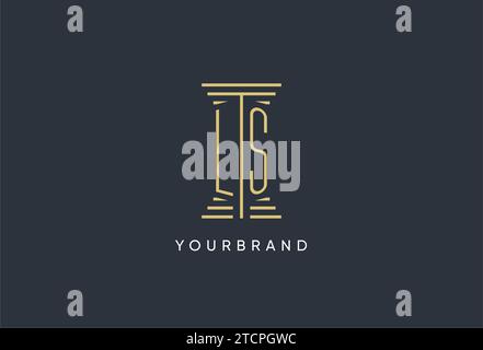 LS initial monogram with pillar shape logo design inspiration Stock Vector