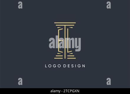 EL initial monogram with pillar shape logo design inspiration Stock Vector