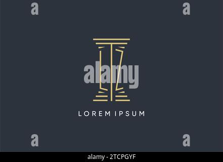 LZ initial monogram with pillar shape logo design inspiration Stock Vector
