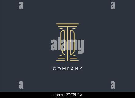 QD initial monogram with pillar shape logo design inspiration Stock Vector
