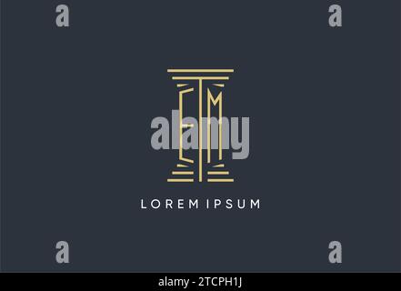 EM initial monogram with pillar shape logo design inspiration Stock Vector