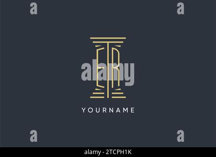 ER initial monogram with pillar shape logo design inspiration Stock Vector