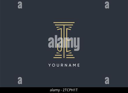 JE initial monogram with pillar shape logo design inspiration Stock Vector