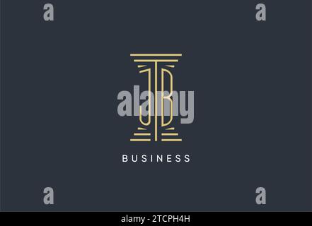 JB initial monogram with pillar shape logo design inspiration Stock Vector