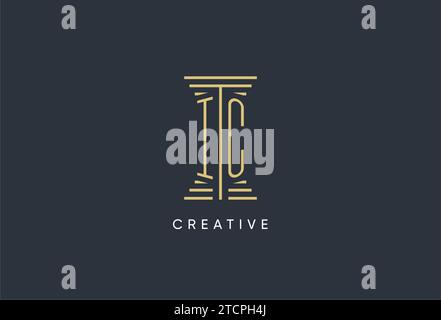 IC initial monogram with pillar shape logo design inspiration Stock Vector