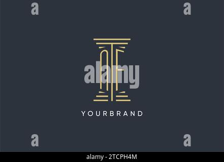 NF initial monogram with pillar shape logo design inspiration Stock Vector