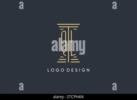 QL initial monogram with pillar shape logo design inspiration Stock Vector