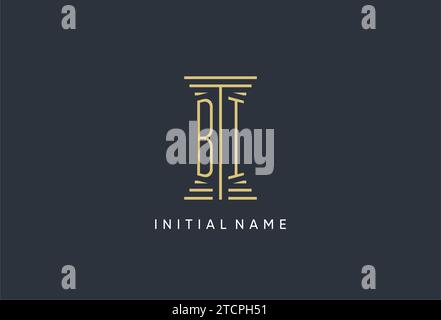 BI initial monogram with pillar shape logo design inspiration Stock Vector