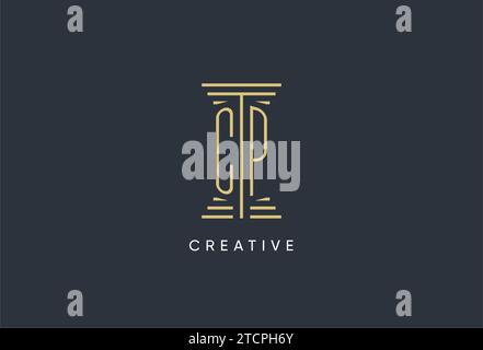 CP initial monogram with pillar shape logo design inspiration Stock Vector