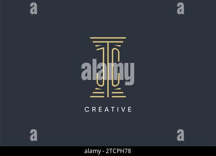 JC initial monogram with pillar shape logo design inspiration Stock Vector