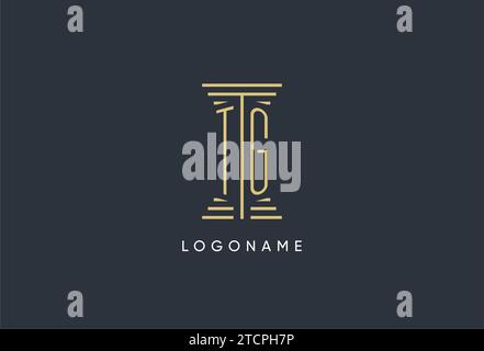 TG initial monogram with pillar shape logo design inspiration Stock Vector