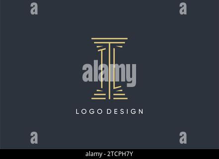 TL initial monogram with pillar shape logo design inspiration Stock Vector