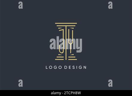 JY initial monogram with pillar shape logo design inspiration Stock Vector