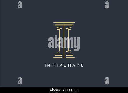 TI initial monogram with pillar shape logo design inspiration Stock Vector