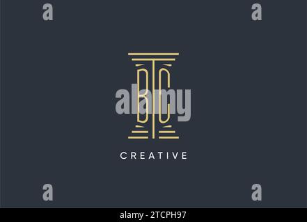 BC initial monogram with pillar shape logo design inspiration Stock Vector