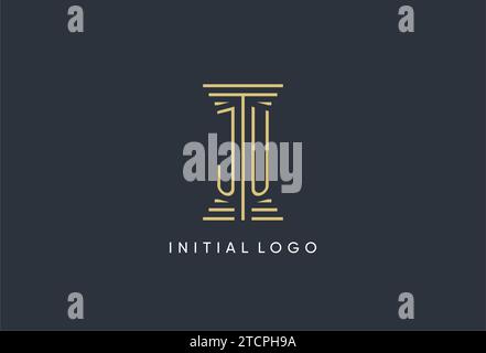 JU initial monogram with pillar shape logo design inspiration Stock Vector
