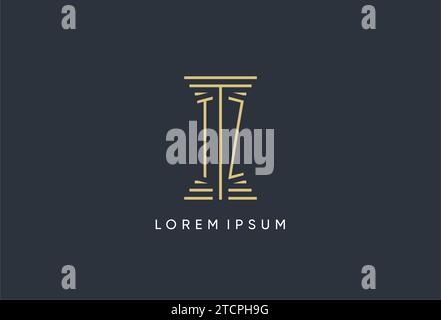 TZ initial monogram with pillar shape logo design inspiration Stock Vector