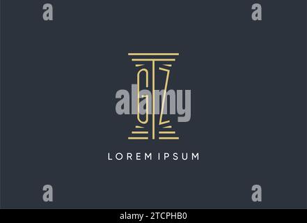 GZ initial monogram with pillar shape logo design inspiration Stock Vector