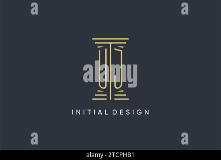 UJ initial monogram with pillar shape logo design inspiration Stock Vector