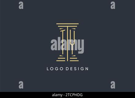 TY initial monogram with pillar shape logo design inspiration Stock Vector