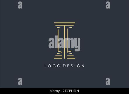 LL initial monogram with pillar shape logo design inspiration Stock Vector