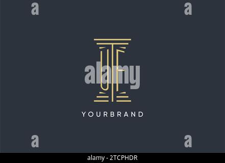 UF initial monogram with pillar shape logo design inspiration Stock Vector