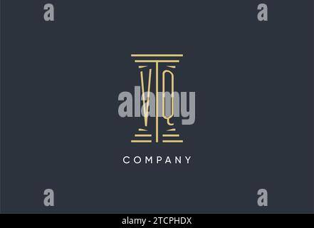 VQ initial monogram with pillar shape logo design inspiration Stock Vector