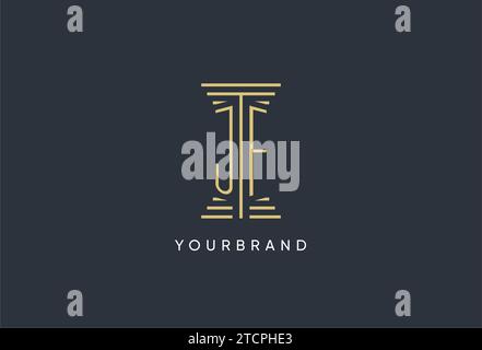 JF initial monogram with pillar shape logo design inspiration Stock Vector