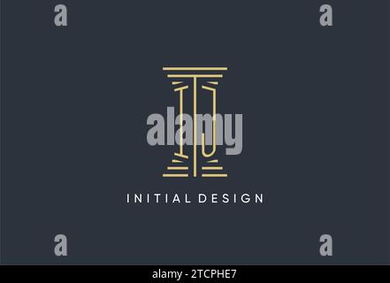 IJ initial monogram with pillar shape logo design inspiration Stock Vector