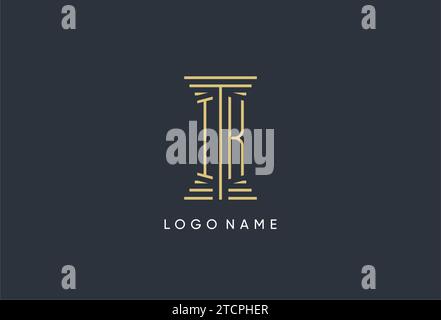 IK initial monogram with pillar shape logo design inspiration Stock Vector