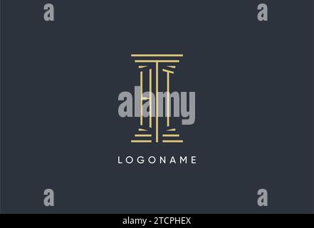 HT initial monogram with pillar shape logo design inspiration Stock Vector
