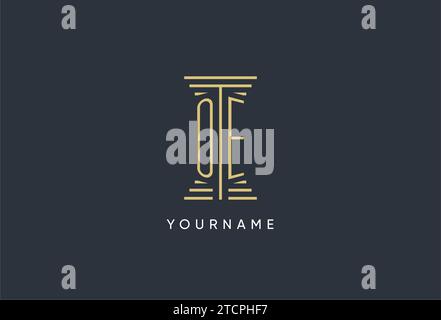 OE initial monogram with pillar shape logo design inspiration Stock Vector