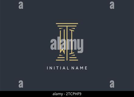 WI initial monogram with pillar shape logo design inspiration Stock Vector