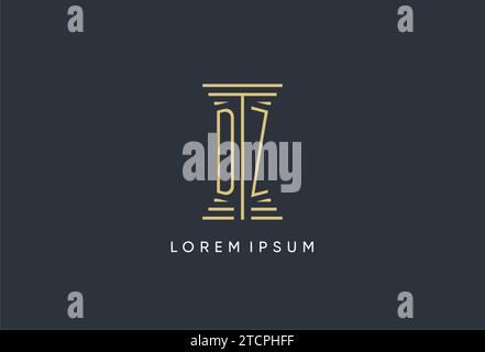 DZ initial monogram with pillar shape logo design inspiration Stock Vector