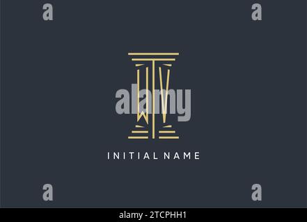 WV initial monogram with pillar shape logo design inspiration Stock Vector