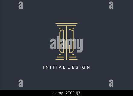 OJ initial monogram with pillar shape logo design inspiration Stock Vector