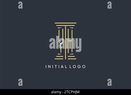 YH initial monogram with pillar shape logo design inspiration Stock Vector