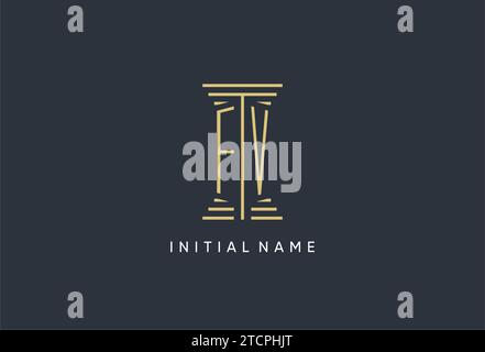FV monogram logo with pillar shape icon, luxury and elegant design logo ...