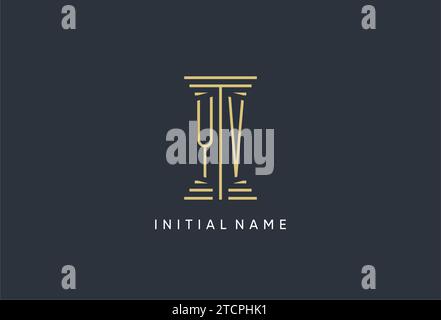 YV initial monogram with pillar shape logo design inspiration Stock Vector