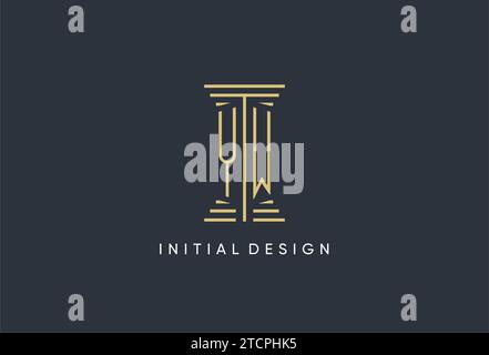 YW initial monogram with pillar shape logo design inspiration Stock Vector