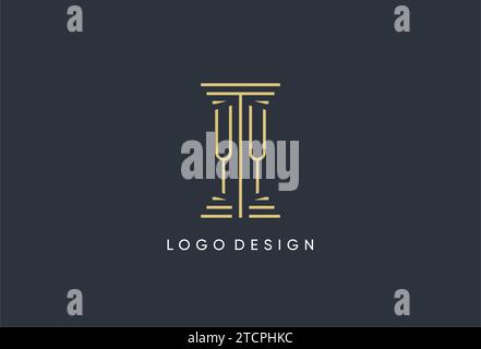YY initial monogram with pillar shape logo design inspiration Stock Vector