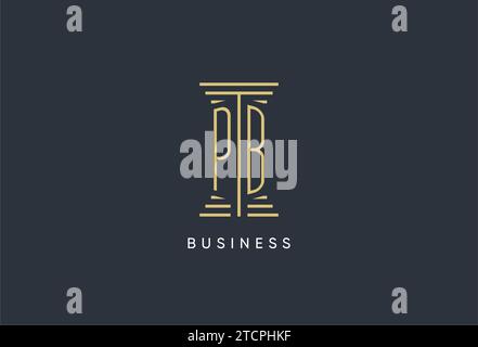 PB initial monogram with pillar shape logo design inspiration Stock Vector