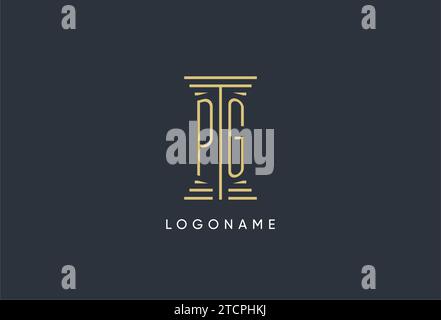 PG initial monogram with pillar shape logo design inspiration Stock Vector