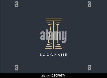 ZT initial monogram with pillar shape logo design inspiration Stock Vector