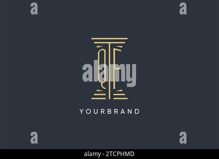 QF initial monogram with pillar shape logo design inspiration Stock Vector