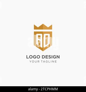 AO initial logo with shield and crown style design ideas Stock Vector ...